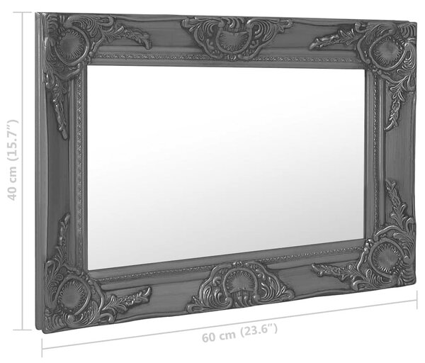 Nástěnné zrcadlo barokní styl 60 x 40 cm černé 320331