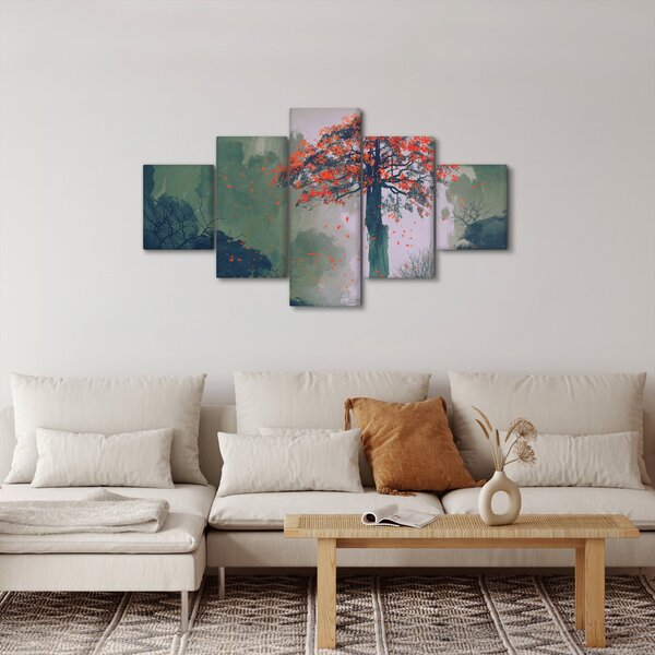 Obraz osamoceného červeného stromu (125x70 cm)