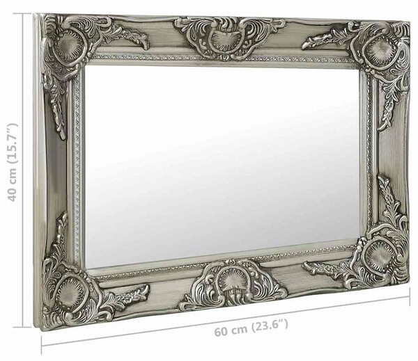 Nástěnné zrcadlo barokní styl 60 x 40 cm stříbrné 320330