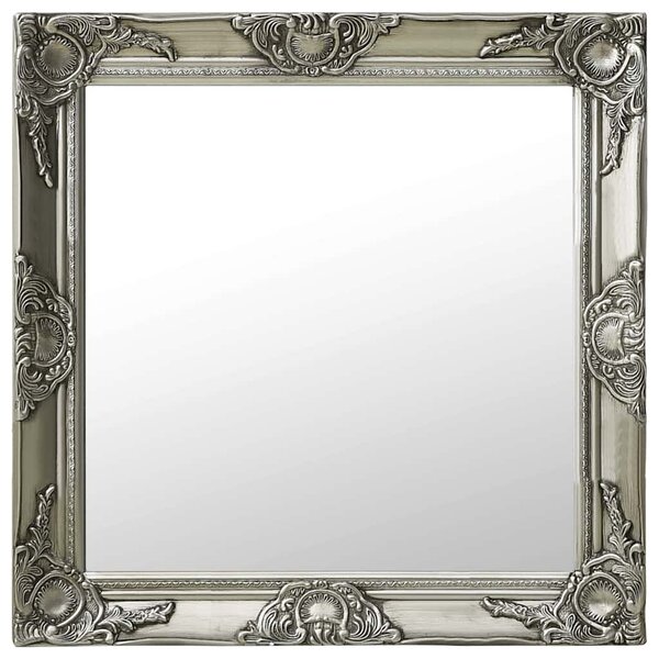 Nástěnné zrcadlo barokní styl 60 x 60 cm stříbrné 320334