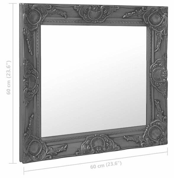 Nástěnné zrcadlo barokní styl 60 x 60 cm černé 320335