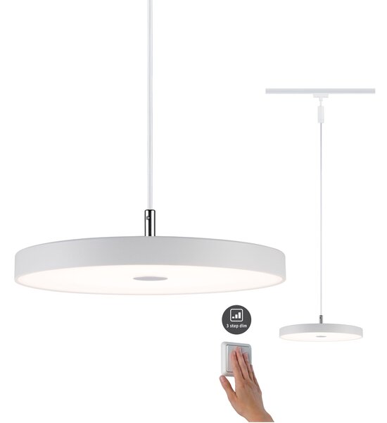 Paulmann 96791 Hildor, závěsné svítidlo pro Urail system, 1x15W LED 3000K, tříkrokové stmívání, bílá, průměr 31cm