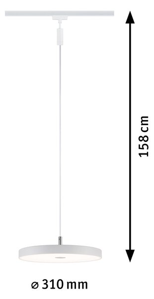 Paulmann 96791 Hildor, závěsné svítidlo pro Urail system, 1x15W LED 3000K, tříkrokové stmívání, bílá, průměr 31cm