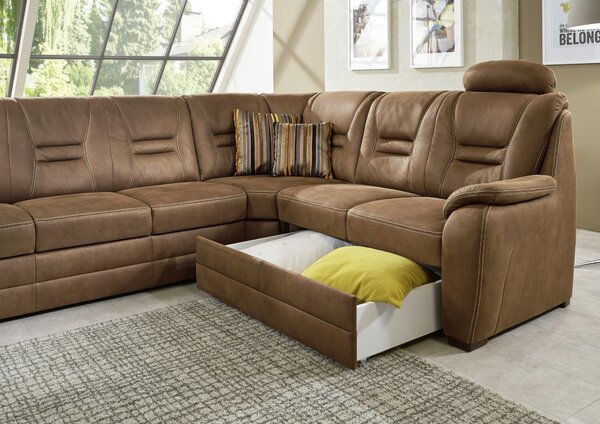 ROHOVÁ SEDAČKA, textil, tmavě hnědá Beldomo Comfort - Sedací soupravy