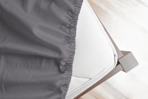 Prostěradlo Středně šédé PREMIUM Bavlněný mikroplyš 90-100 x 200-220/30