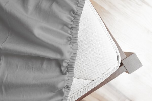 Prostěradlo Světle šedé PREMIUM Bavlněný mikroplyš 90-100 x 200-220/30