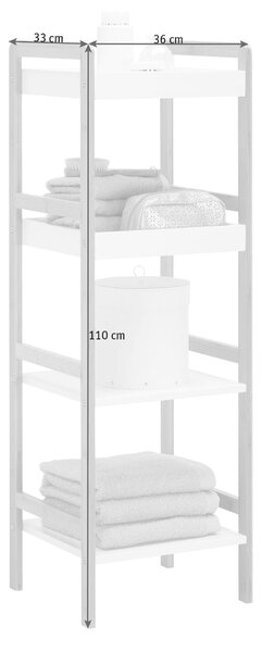 REGÁL DO KOUPELNY, bambus, přírodní barvy, bílá Xora - Koupelnové regály