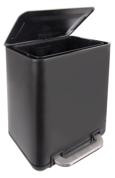 Černý nášlapný odpadkový koš z nerezové oceli 20 l Black – Orion