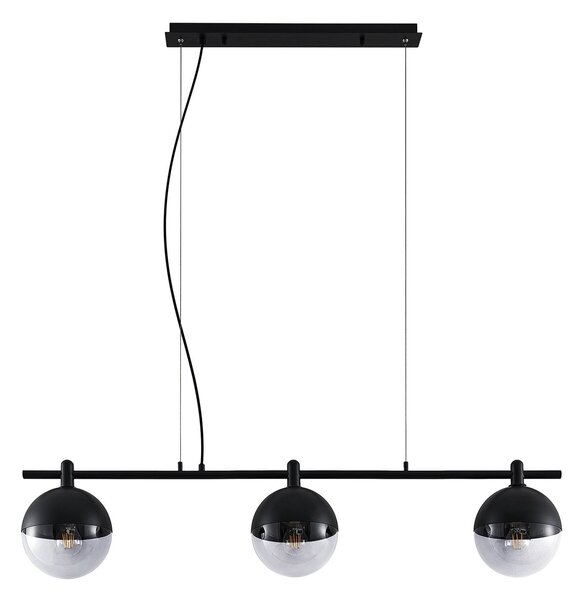 Závěsná svítidlo Lucande, Dustian, stmívatelné, Černá, Kuchyně, Sklo, Design