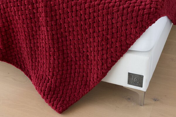 Deka Knittingly bordó Ručně pletená deka 130/170