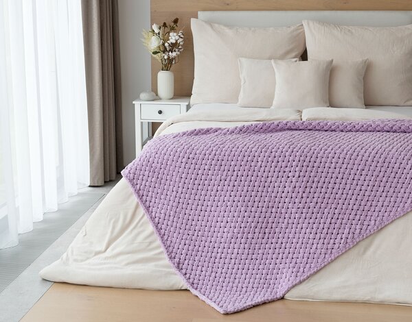 Deka Knittingly lila Ručně pletená deka 130/170