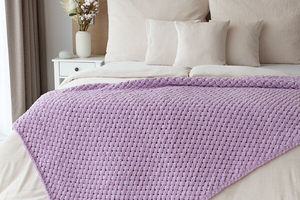 Deka Knittingly lila Ručně pletená deka 130/170
