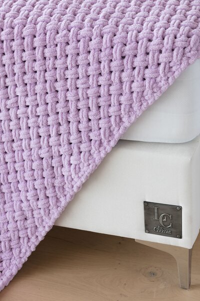Deka Knittingly lila Ručně pletená deka 130/170