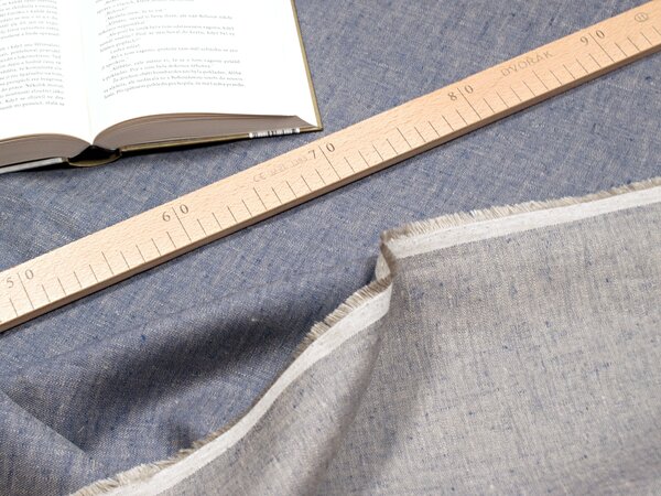 Snový svět Lněná látka DENIM melír 230g/m2