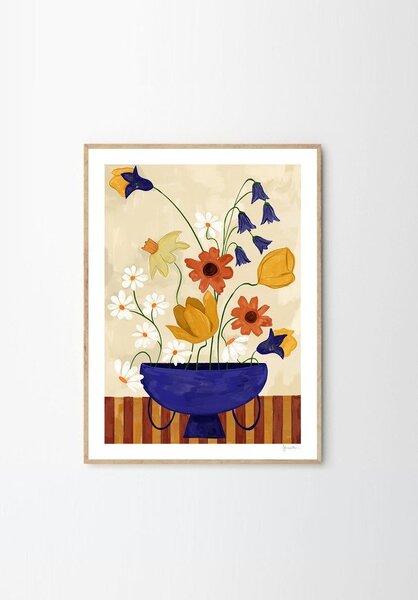 Plakát 30x40 cm Colourful Bunch in Blue Vase – Frankie Penwill – The Poster Club