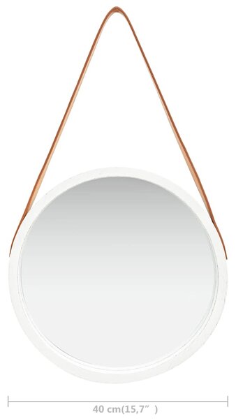 Nástěnné zrcadlo s popruhem 40 cm bílé 320360