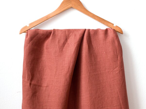 Snový svět Lněná látka cihlová - 185 g/m2