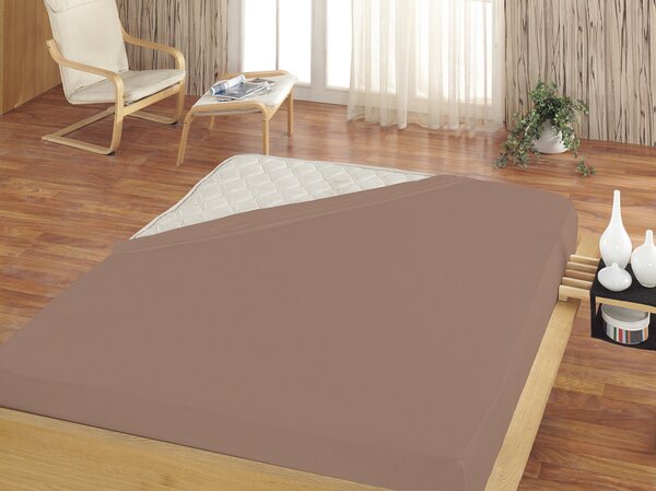 Prostěradlo Hnědé PREMIUM Bavlněný mikroplyš 90-100 x 200-220/30