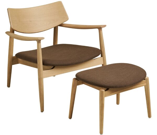 Nordic Living Hnědé křeslo Olivera s podnožkou