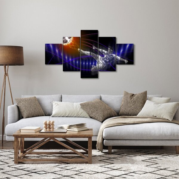 Obraz fotbalisty ve skoku (125x70 cm)