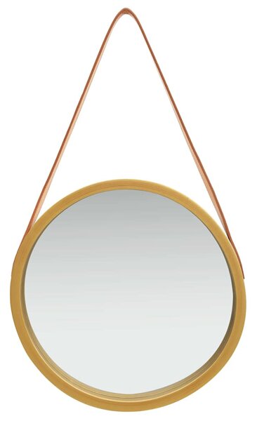 Nástěnné zrcadlo s popruhem 40 cm zlaté 320361