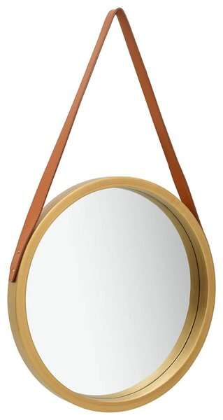 Nástěnné zrcadlo s popruhem 40 cm zlaté 320361