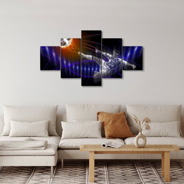 Obraz fotbalisty ve skoku (125x70 cm)