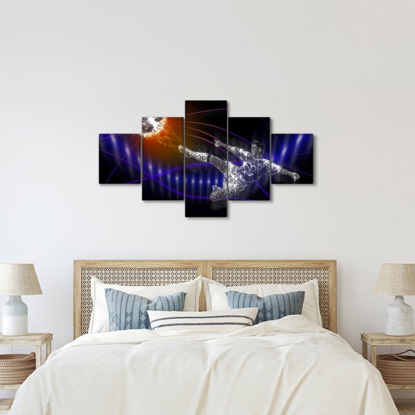 Obraz fotbalisty ve skoku (125x70 cm)
