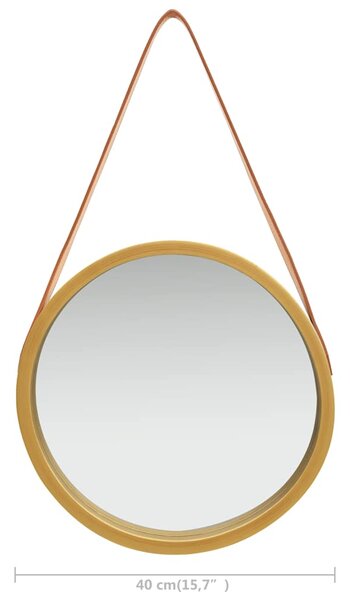 Nástěnné zrcadlo s popruhem 40 cm zlaté 320361