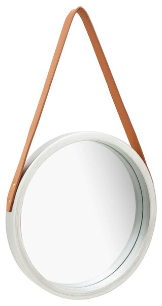 Nástěnné zrcadlo s popruhem 40 cm stříbrné 320362
