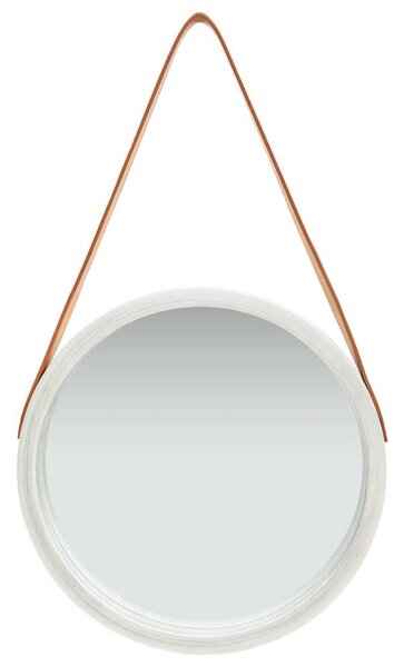 Nástěnné zrcadlo s popruhem 40 cm stříbrné 320362