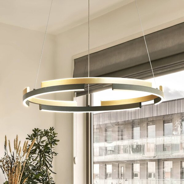 FISCHER & HONSEL Circly LED závěsné světlo, kov, dálkové ovládání, stmívatelné, stmívatelný, Černá, Obývací pokoj / jídelna, kov, Moderní