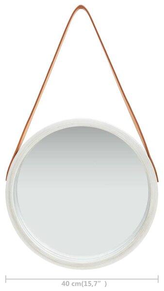 Nástěnné zrcadlo s popruhem 40 cm stříbrné 320362
