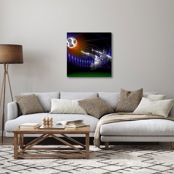Obraz fotbalisty ve skoku (30x30 cm)