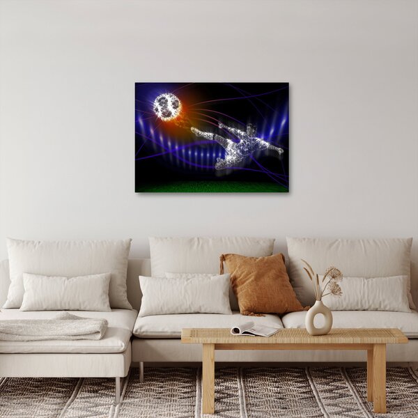 Obraz fotbalisty ve skoku (70x50 cm)