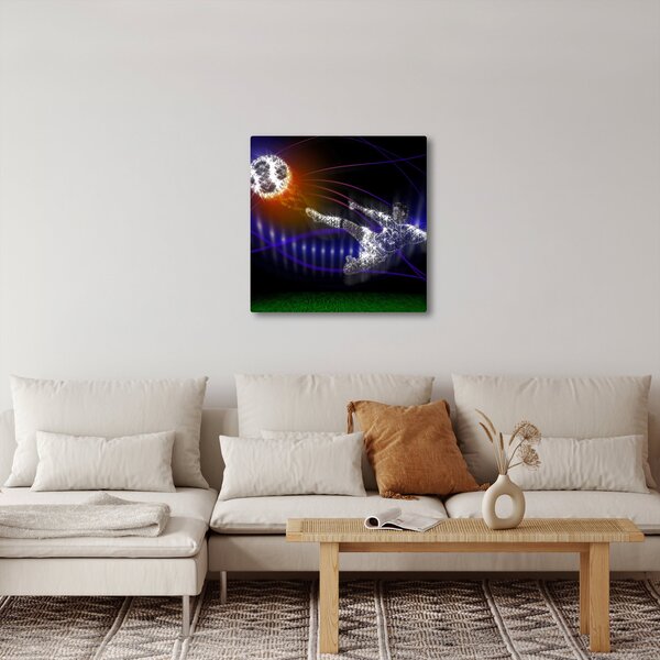 Obraz fotbalisty ve skoku (30x30 cm)