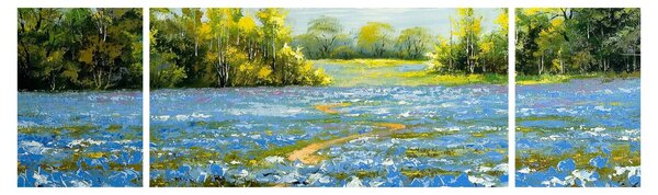 Obraz - Cestička v poli, olejomalba (170x50 cm)