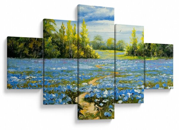 Obraz - Cestička v poli, olejomalba (125x70 cm)