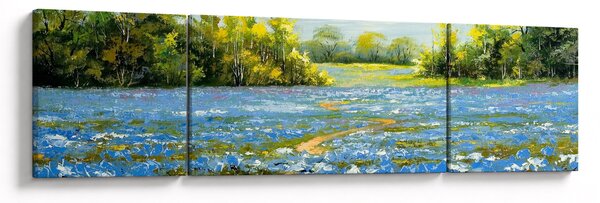 Obraz - Cestička v poli, olejomalba (170x50 cm)