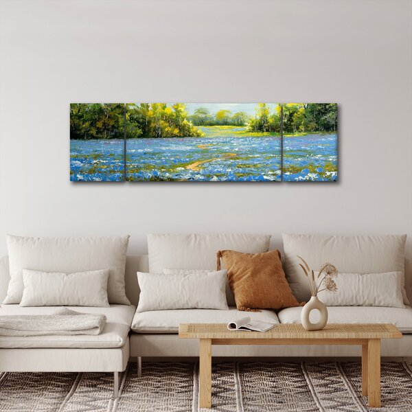 Obraz - Cestička v poli, olejomalba (170x50 cm)