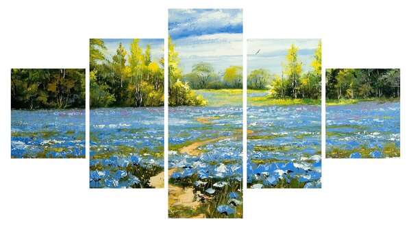 Obraz - Cestička v poli, olejomalba (125x70 cm)