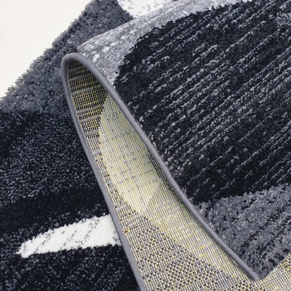 Spoltex, Kusový koberec Florida New 308-72 grey/black, 120x170, šedá, chodba / předsíň