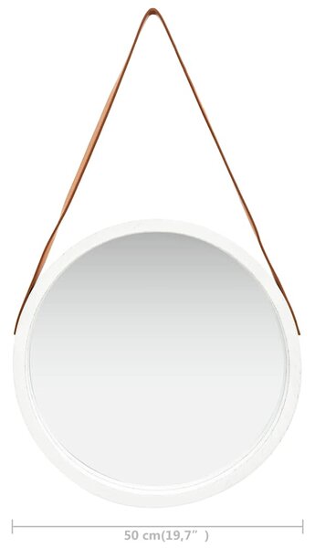 Nástěnné zrcadlo s popruhem 50 cm bílé 320364