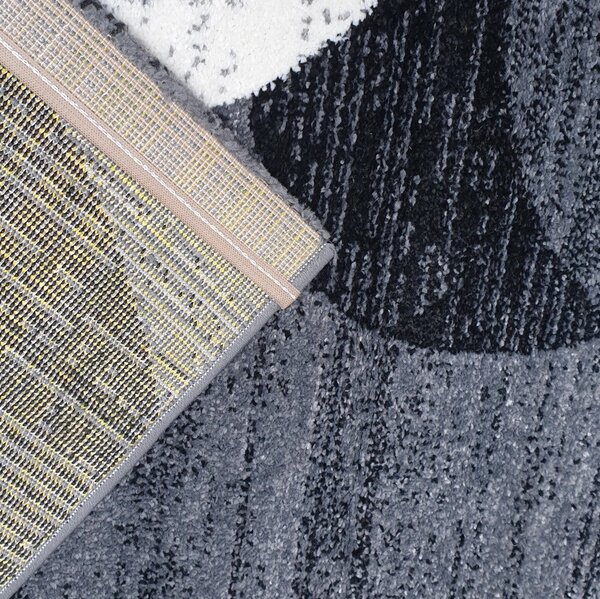 Spoltex, Kusový koberec Florida New 308-72 grey/black, 120x170, šedá, chodba / předsíň