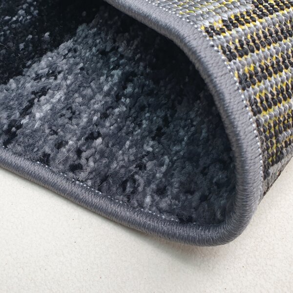 Spoltex, Kusový koberec Florida New 308-72 grey/black, 120x170, šedá, chodba / předsíň
