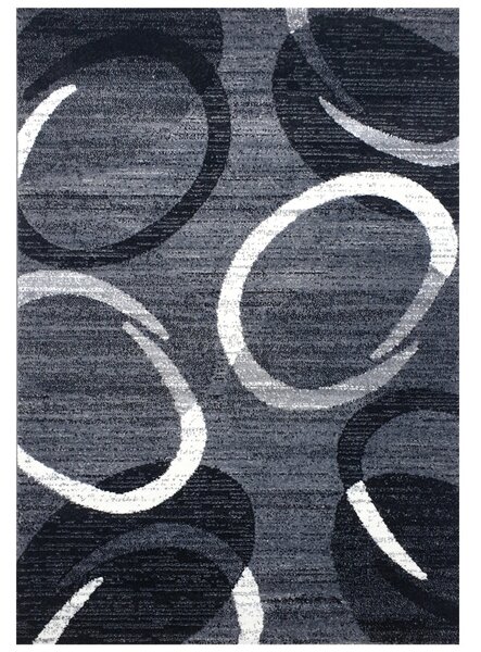 Spoltex, Kusový koberec Florida New 308-72 grey/black, 120x170, šedá, chodba / předsíň