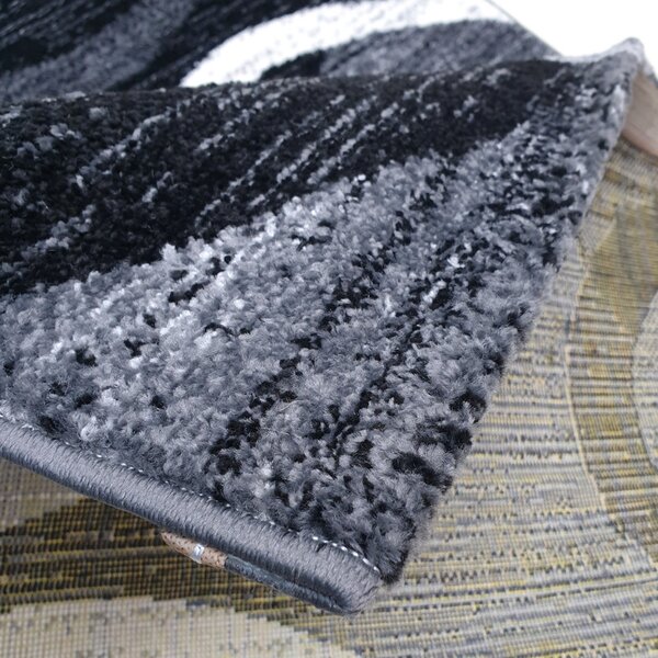 Spoltex, Kusový koberec Florida New 308-72 grey/black, 120x170, šedá, chodba / předsíň