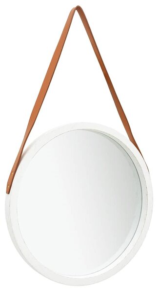 Nástěnné zrcadlo s popruhem 50 cm bílé 320364