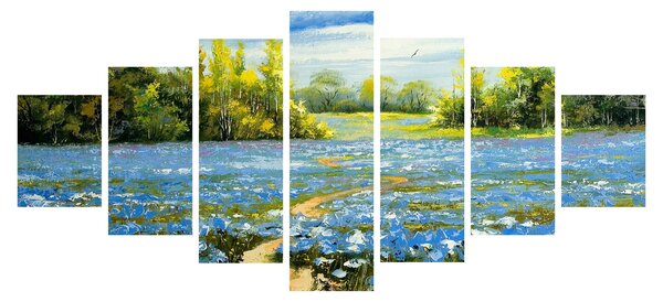 Obraz - Cestička v poli, olejomalba (210x100 cm)