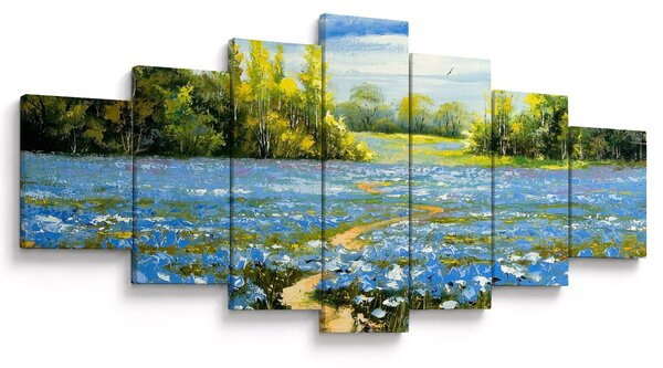 Obraz - Cestička v poli, olejomalba (210x100 cm)